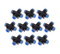 Raccordi Aria Push to Connect 3/8" Croce Uguale per Linea Aria 10pz Blu Nero