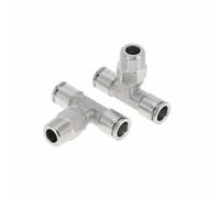 Raccordi Aria Push to Connect 3/8" T 2 Pz per Linea Aerea 3/8"BSPT Tono Argento