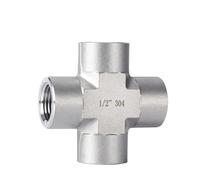 Raccordi for tubi a croce femmina in acciaio inossidabile 304, connettore a 4 vie, filettatura BSPT 1/4"3/8"1/2" 3/4" 6000 psi 40 mpa(1/2")