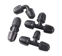Raccordi for tubi DN16, dadi di bloccaggio, giunto a T a gomito, connettore for acqua da giardino, irrigazione agricola, tubi flessibili, 5 pezzi(Black)