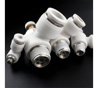 Raccordi for tubi pneumatici Raccordi for tubi flessibili bianchi 1/4 1/2 6 mm 8 mm Filettatura Attacco rapido Connettore for tubo dell'aria 1 pz(6-02 (6mm-1l4),PMF)