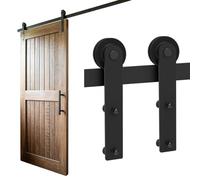 Raccordi per binari hardware per porta scorrevole della stalla, nero opaco | Rulli silenziosi per porte scorrevoli e binari in acciaio carbonio per camera da letto/studio/armadio(8.2ft/250cm)
