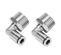 Raccordi per tubi flessibili interamente in rame 2 pezzi, nichelati, 6 mm, innesto rapido pneumatico + filettatura maschio BSP 90 gradi(1/2'')