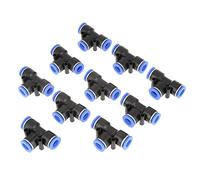 Raccordi Pneumatici T 3/8" 10 Pezzi - Raccordi a Innesto Rapido per Tubi Aria Compressa con Bloccaggio Sicuro per Sistemi Industriali e Officina