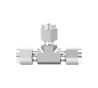 Raccordo a compressione a T a 3 vie da 1/16"-1" con diametro esterno del tubo da 3-25 mm, in acciaio inossidabile SUS316L, con dado di bloccaggio UNF, 1 pezzo(6000 PSI SS316L,6mm)