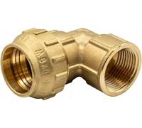 Raccordo a compressione con O-ring - curva a 90° 32 mm x 1" femmina - in ottone - per tubi PE/PE-HD/PEX - certificato DVGW - per acqua potabile e impianti di riscaldamento
