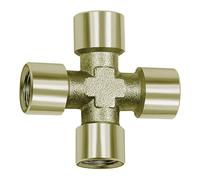 Raccordo a croce, 4 x interni, G 1/8, SW 10, pressione max. 60 bar, temperatura di funzionamento max. 150°C, ottone nichelato
