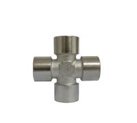 Raccordo a croce X Femmina Cilindrico tubi aria fluidi liquidi ottone nichelato