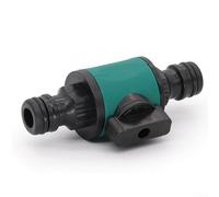 Raccordo a due vie per irrigazione da giardino con valvola SwitchPush-In Quick Connect Raccordo per tubo di irrigazione a goccia da 1/2", 3/8", 1/4" o 3/4", plastica ABS, verde + nero, 86 x 16 mm