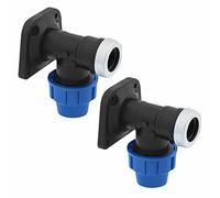 Raccordo a Gomito a Piastra a Muro 25 mm x 3/4“ - Raccordi MDPE a compressione piastra a parete per tubo dell’aqua PN16 - Connettori PP per Tubi PE80, PE100 - 2 pezzi - SmartProduct