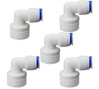 Raccordo a gomito filettato maschio da 1/2" x 3/8" PE tubo OD a innesto rapido per filtro dell'acqua ad osmosi inversa RO, dispenser di bevande e sistemi di filtrazione/purificazione dell'acqua (5