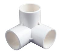 Raccordo a gomito in PVC a 3/4 vie, raccordo a T con angolo di scorrimento, giunto a gomito in plastica ad angolo retto per irrigazione di tubi in PVC. Three-connection 25mm
