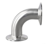 Raccordo a gomito sanitario a 90 gradi, in acciaio inossidabile 304, con ghiera a tre morsetti, per industrie alimentari e biotecnologiche (25 mm)