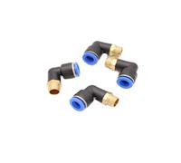 Raccordo a innesto ad angolo pneumatico 90° 1/4" su 10 mm, 4 connettori push in aria compressa (R 1/4" - 10 mm)