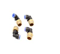 Raccordo a innesto ad angolo pneumatico 90° 3/8" su 6 mm, 4 connettori per aria compressa (R 3/8" - 6 mm)