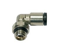 Raccordo a L "click-clock", girevole, G 1/8 a., per tubo esterno Ø 5 mm, pressione di lavoro max. 16 bar, ottone nero, L1 = 22,8