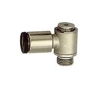 Raccordo a L"click-clock", girevole, M5 a, per tubo esterno Ø 5 mm, pressione di lavoro max. 16 bar, ottone nero, L1 = 24 mm