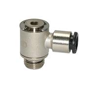 Raccordo a L "click-clock", girevole, M7 a., per tubo esterno Ø 6 mm, pressione di lavoro max. 16 bar, ottone nero, L1 = 23,5 mm