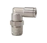 Raccordo a L"Metallica", girevole, R 1/4 a, per tubo esterno Ø 8 mm, pressione di lavoro max. 16 bar, ottone nichelato