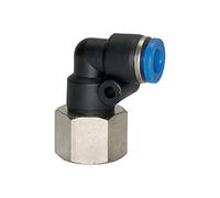 Raccordo a L"serie blu", girevole, Rc 1/2 i, per tubo esterno Ø 8 mm, pressione di lavoro max. 15 bar, plastica/MS vern.