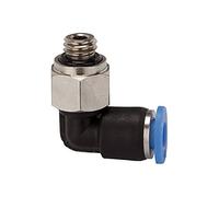 Raccordo a L » serie blu « mini, girevole, M3, per tubo esterno Ø 4 mm, pressione di lavoro max. 10 bar, plastica/MS vern.