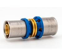 Raccordo a Pressione Dritto Doppio 16x20 mm per Tubi Multistrato - Ottone Nichelato Anticorrosione - Installazione Rapida e Sicura | LEMAG SRL