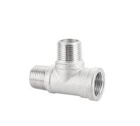 Raccordo a T a 3 Vie con Filettatura Maschio/Femmina/Maschio 1PC 1/4" 3/8" 1/2" 3/4" 1" 2" BSP filettato SS304 Acciaio Inossidabile Multifunzione (Color : 3, Size : 3/8")