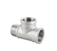 Raccordo a T a 3 Vie con Filettatura Maschio/Femmina/Maschio 1PC 1/4" 3/8" 1/2" 3/4" 1" 2" BSP filettato SS304 Acciaio Inossidabile Multifunzione (Color : 9, Size : 1")