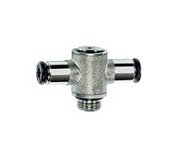 Raccordo a T »click-clock«, girevole, G 1/8 a., per tubo esterno Ø 4 mm, pressione di lavoro max. 16 bar, ottone vernice, SW 3