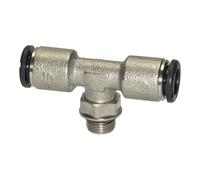 Raccordo a T »click-clock«, girevole, G 3/8 a., per tubo esterno Ø 12 mm, pressione di lavoro max. 16 bar, ottone nero, SW 17