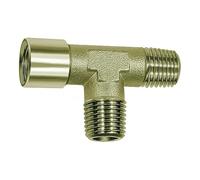 Raccordo a T, esterno/esterno/interno, G/R 3/8, SW 17, pressione max. 60 bar, temperatura di funzionamento max. 150°C, ottone nichelato