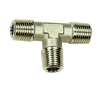 Raccordo a T, esterno/esterno, R 1, SW 30, pressione max. 60 bar, temperatura di funzionamento max. 150°C, ottone nichelato