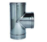 Raccordo a T a 90° in acciaio inox sp. 0,5 mm Ø 80 per canna fumaria