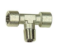 Raccordo a T, interno/esterno/interno, G/R 3/4, SW 25, pressione max. 60 bar, temperatura di funzionamento max. 150°C, ottone nichelato