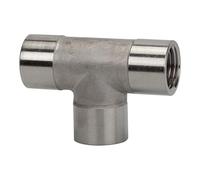 Raccordo a T, interno/interno/interno, G 3/8, pressione max. 150 bar, temperatura di funzionamento da -20 °C a 150 °C, acciaio inox 1.4404.