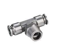 Raccordo a T maschio a innesto pneumatico for uso alimentare in acciaio inossidabile SS316L, 5 pezzi/lotto M5 1/8 1/4 3/8 1/2(SSPT12 03 12mm R3-8)