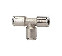 Raccordo a T metallico, per tubo esterno Ø 4 mm, pressione di lavoro max. 16 bar, velocità di funzionamento. -20 °C a 150 °C, MS vern.