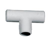 Raccordo a T per collegamento tra tubi rigidi, diametro 20 mm, ispezionabile, IP40, per interno, in PVC rigido, derivazione, per impianto elettrico fuori muro, cavi elettrici, grigio RAL7035