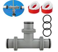 Raccordo a T per tubo di diametro 38 mm, connettore a 3 vie, adattatore per tubo per piscina Intex Bestway Coleman, prolunga per connettore per piscina, set di collegamento per tubi per piscina