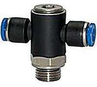 Raccordo a T » serie blu «, girevole, G1/8 a., per tubo esterno Ø 4 mm, pressione di lavoro max. 15 bar, KS/MS vern, interno esagonale.