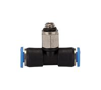 Raccordo a T » serie blu « mini, girevole, M3, per tubo esterno Ø 3 mm, pressione di lavoro max. 10 bar, plastica/MS vern.