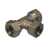 Raccordo a tee con 3 dadi o-ring 12mm per tubo multistrato a stringere