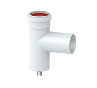 Raccordo a TEE con convogliatore condensa in alluminio estruso bianco Ø 80mm