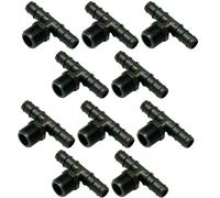 Raccordo a Tee Portagomma con Filetto, Connettore a 3 Vie per Tubi e Sistemi di Irrigazione a Goccia, Nero - Orto Facile (5, 25 mm x 3/4")