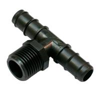 Raccordo a Tee Portagomma con Filetto, Connettore a 3 Vie per Tubi e Sistemi di Irrigazione a Goccia, Nero - Orto Facile (5, 25 mm x 1")