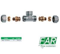 RACCORDO A TEE T COMPLETO DI ADATTATORI PER MULTISTRATO Ø 25 x 1" F x Ø 25 FAR