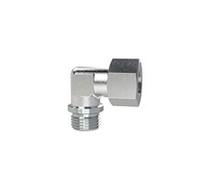 Raccordo a vite ad angolo, R 1 a., tubo esterno Ø 25 mm, PN max. 400 bar, SW1 46, SW2 36, acciaio zincato.