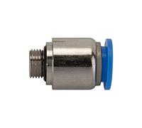 Raccordo a vite dritto, serie blu, rotondo, G 1/8 a., per tubo esterno Ø 4 mm, pressione di lavoro max. 15 bar, plastica/MS vern.