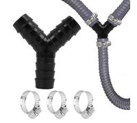 Raccordo a Y a 2 Vie per Tubi di Scarico, Compatibile con Lavatrici e Lavastoviglie, Include 3 Fascette Stringitubo, Resistente a Oli e Alte Temperature, Adattatori per Tubi da Giardino