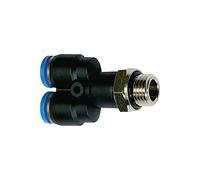 Raccordo a Y "serie blu", girevole, G 1/2 a., per tubo esterno Ø 10 mm, pressione di lavoro max. 15 bar, plastica/MS vern.